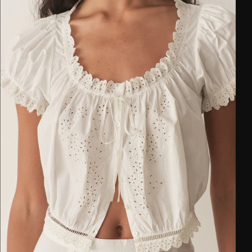 Doen Nera Blouse Top Small White NWT